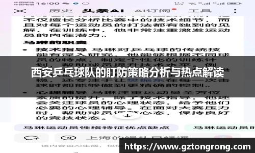 西安乒乓球队的盯防策略分析与热点解读